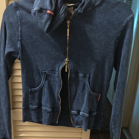 Hard tail Denim wash double zippered jacket w/ hoodie - Picture 2 of 2